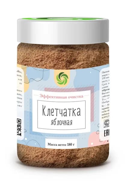 Яблочная клетчатка Оргтиум 3 шт по 180 гр. продукты для похудения и очищения органические, суперфуд, добавки пищевые, детокс без сахара