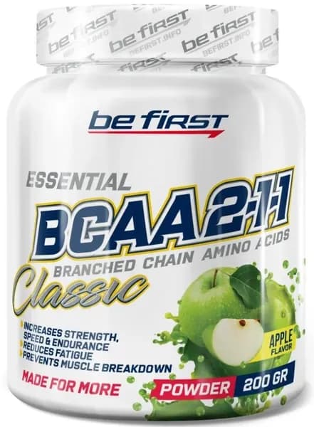 Аминокислоты БЦАА Яблоко порошок бца Be First BCAA 2:1:1 Classic Powder 200 гр