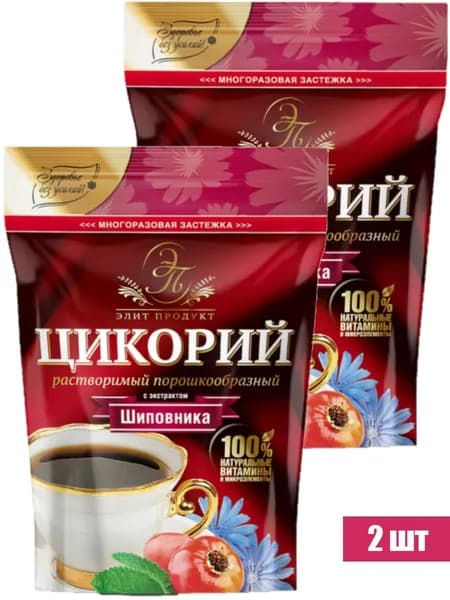 Элит Продукт Цикорий растворимый с экстрактом Шиповника, натуральные витамины и микроэлементы, 100 г. (2 уп.)