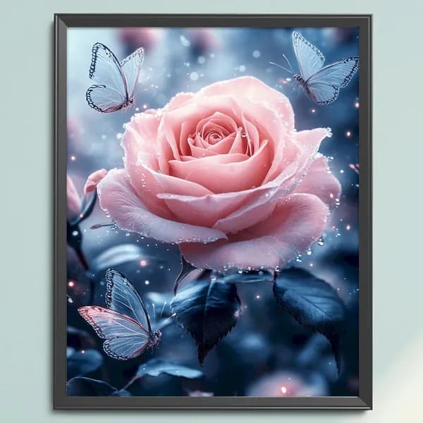 Крестиковый набор Pink Rose Butterflies, канва хлопок 11CT, 40 50 см
