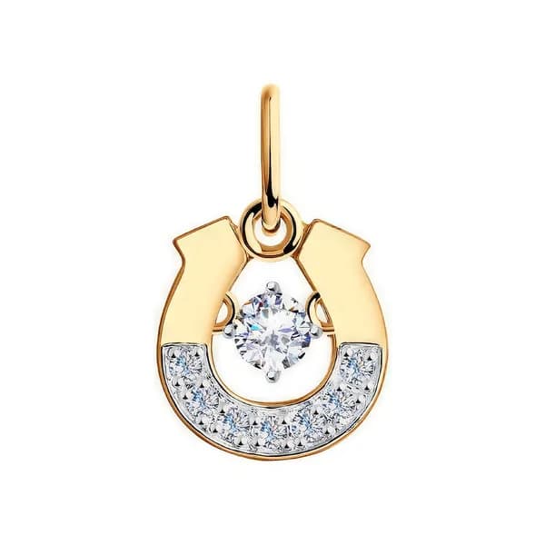 Золотая подвеска Символ года DIAMANT-ONLINE с танцующим фианитом 585 пробы