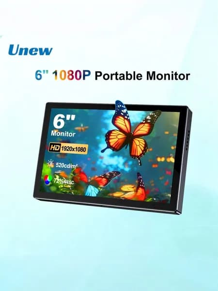 UNEW 6" Монитор, IPS, 1920x1080, 60 Гц, черный матовый