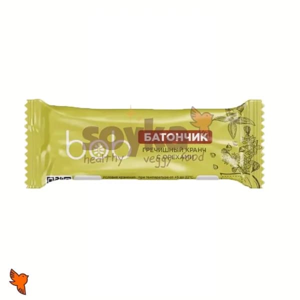 Батончик гречишный с орехами и злаками Bob, 45г