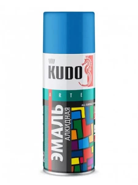 KUDO Аэрозольная краска, Алкидная, Глянцевое покрытие, 0.52 л, голубой
