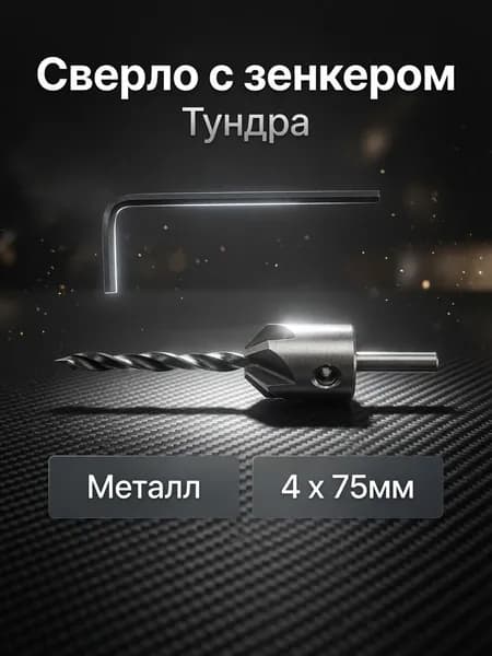 Сверло с зенкером Тундра, 4 х 75 мм
