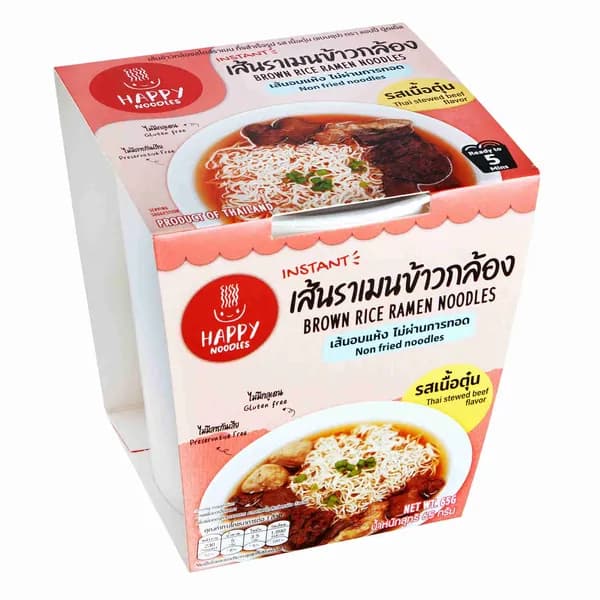 Лапша Happy Noodles рамен из коричневого риса Говядина по-тайски, 65 г