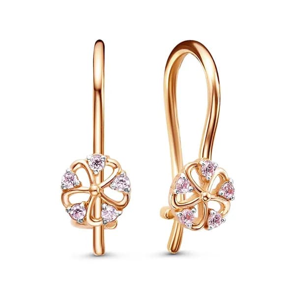 Серьги детские с фианитами из красного золота 375 пробы 585GOLD