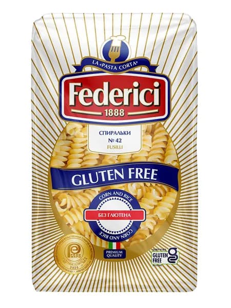 Макароны Federici спирали №42 из кукурузы и риса без глютена, 400г