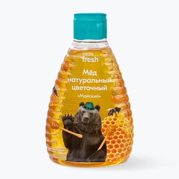 Мед Майский цветочный Ozon fresh, натуральный, 350 г