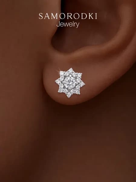 Пусеты серебро 925SAMORODKI Jewelry, женские гвоздики с фианитами