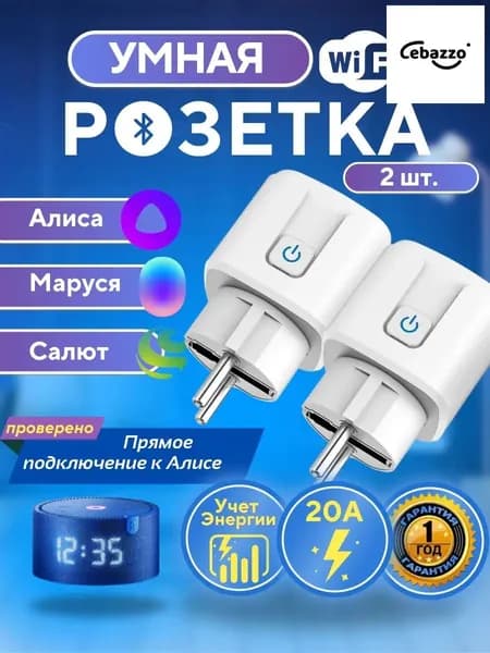 Умная розетка DAIMA 20А - 2 шт