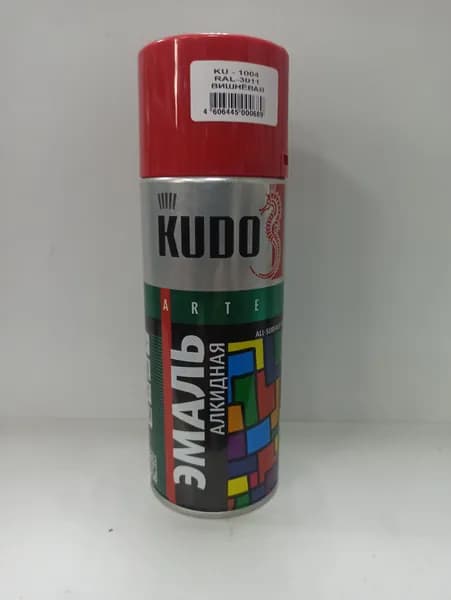KUDO Аэрозольная краска Гладкая, Алкидная, Глянцевое покрытие, 0.52 л