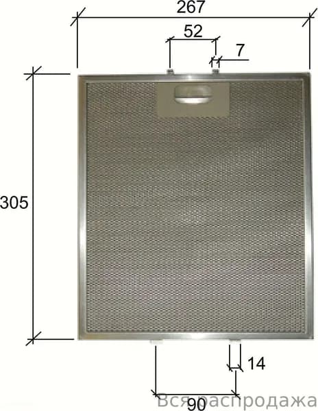 1 шт. 480122102168 Масляный фильтр вытяжки 305 x 267 мм Elica, AEG, Whirlpool, KIT0010805, Electrolux, Bauknecht