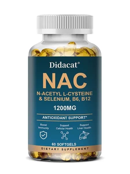60/120 капсул, N-ацетил-L-цистеин (NAC) 1200 мг, защищает печень, снижает окисление.