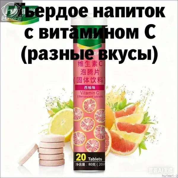 Эффервецентные таблетки с витамином CТвердое напиток 12 фруктовых вкусовБыстрорастворимый и полезный