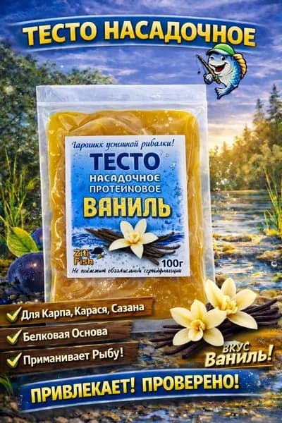 Тесто для рыбалки протеиновое, аромат ванили насадка на карпа и карася, мягкая приманка 100 г