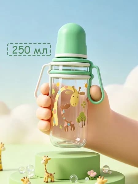 Бутылочка для кормления; для новорожденных 250 мл; детская бутылка с силиконовой соской 3+