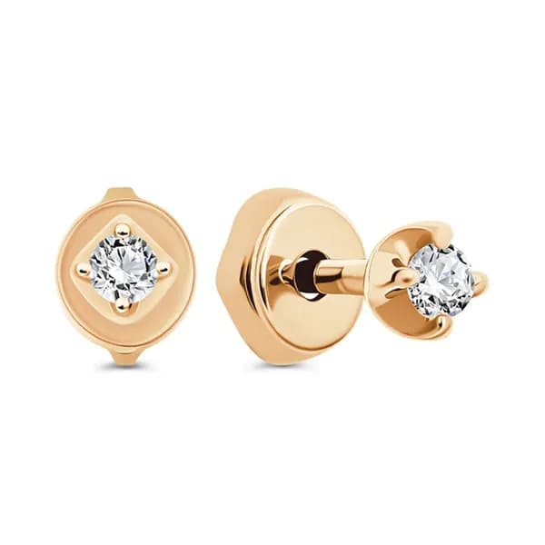 Серьги женские с фианитами из красного золота 375 пробы 585GOLD