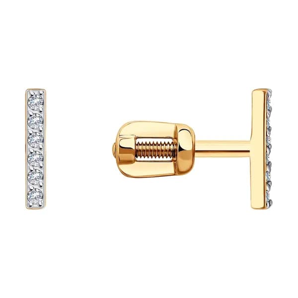 Золотые серьги DIAMANT-ONLINE с фианитом 585 пробы