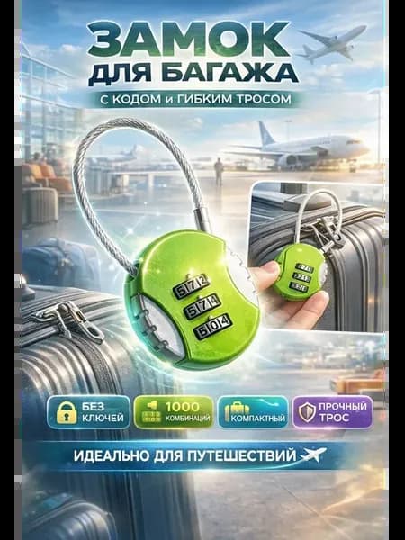 Кодовый багажный замок с тросом