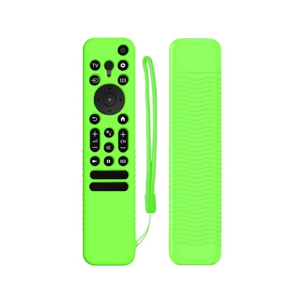 Силиконовый чехол для пульта Sony RMF-TX800U/TX900U с ремешком и светящимся зелёным элементом
