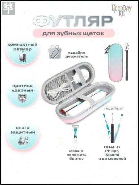 Футляр для электрической зубной щетки и пасты. Чехол дорожный для электрической зубной щетки и насадок