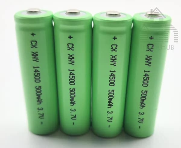 Аккумулятор Li-ion, 14500, 3.7V, 500mAh, с наконечником, 4шт