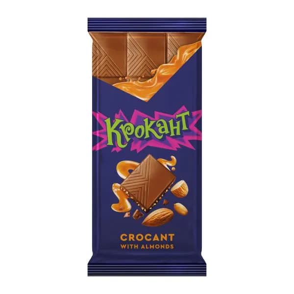 Молочный шоколад с миндалем и соленой карамелью Крокант 90г