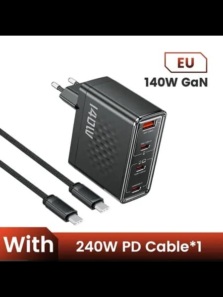 Зарядное устройство Toocki 140W GaN EU Plug с кабелем 240W P