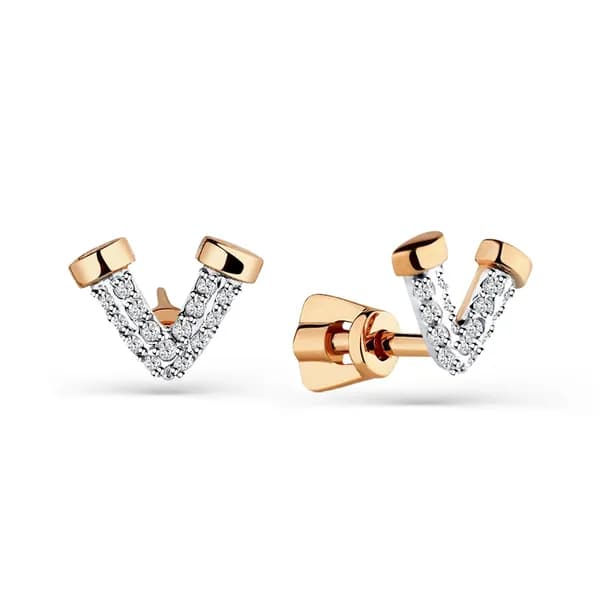 Золотые серьги DIAMANT-ONLINE с фианитом 585 пробы