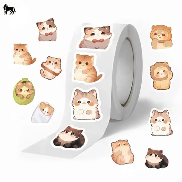 Наклейки кошки 500 шт рулон для дневников