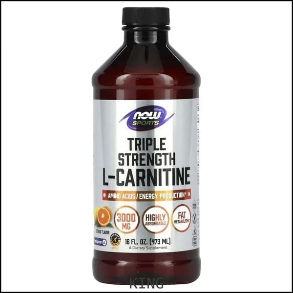 NOW Foods, Sports, жидкий L-карнитин тройной силы, цитрусовый вкус, 3000 мг, 473 мл (16 жидких унций) KING