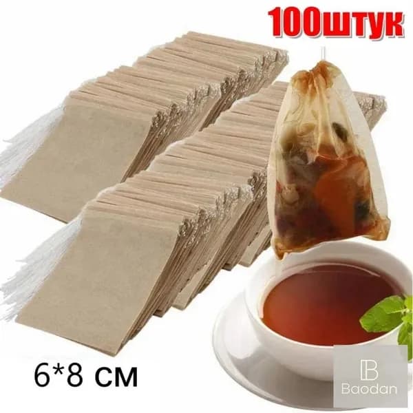 Фильтр для чая 6x8 см, 100 шт