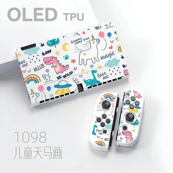 Яркий защитный чехол для SwitchOLED, съемный чехол для игровой консоли, мягкий защитный чехол из ТПУ.