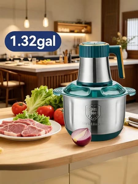 Электрическая мясорубка 5 л, синий и зеленый цвет, мотор 500 Вт, кухонный комбайн для мяса, овощей и фруктов, с защитой от отключения и безопасным замком