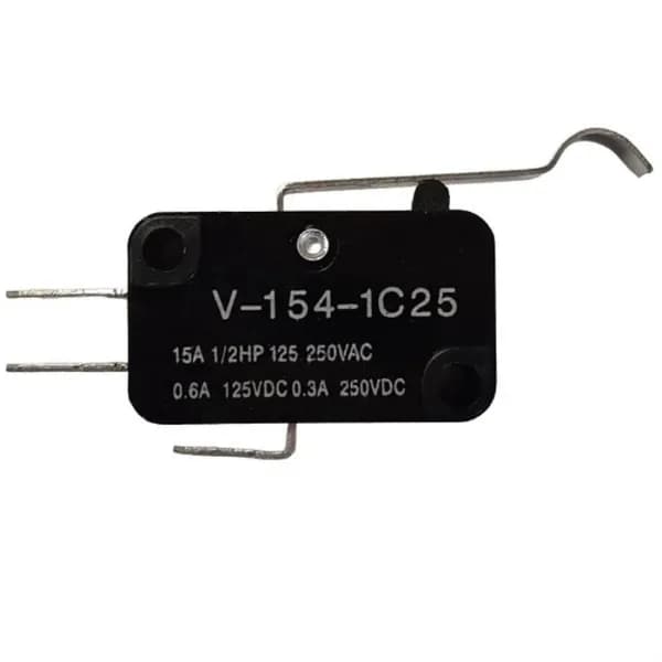 Микропереключатель 3-х контактный V-154-1C25 250V 15A с рычагом 27мм для микроволновой печи (СВЧ)