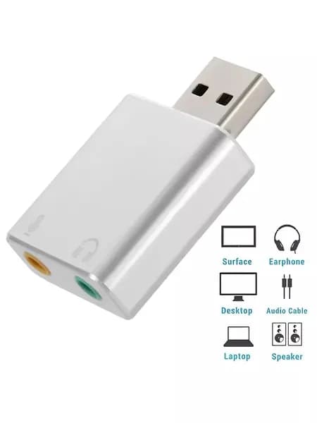 Внешняя звуковая карта USB для компьютера ПК/Аудиокарта внешняя/USB аудио адаптер