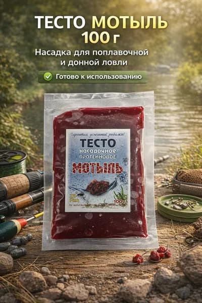 Тесто для рыбалки, Zii Fish Мотыль 100г, насадочное протеиновое