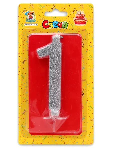 Miland Свечи для торта цифра 1, 7 см, 1 шт