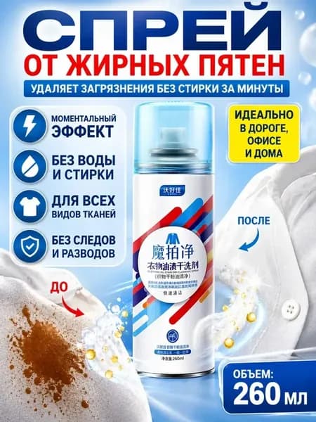 Спрей для удаления жирных и масляных пятен с одежды