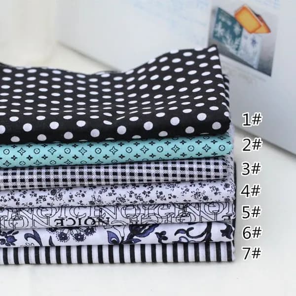 Цветочная печать хлопке Ткань patchwork 7 шт размером 25х25 см