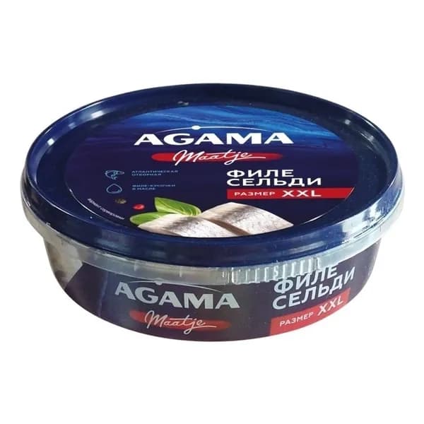 Сельдь слабосоленая Agama кусочки филе в масле 400 г