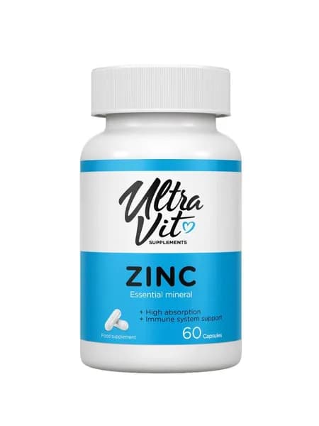 Ultravit Цитрат цинка 25 мг, Zinc Citrate 60 капсул / Для зрения, иммунитета, кожи, мышц, обмена веществ