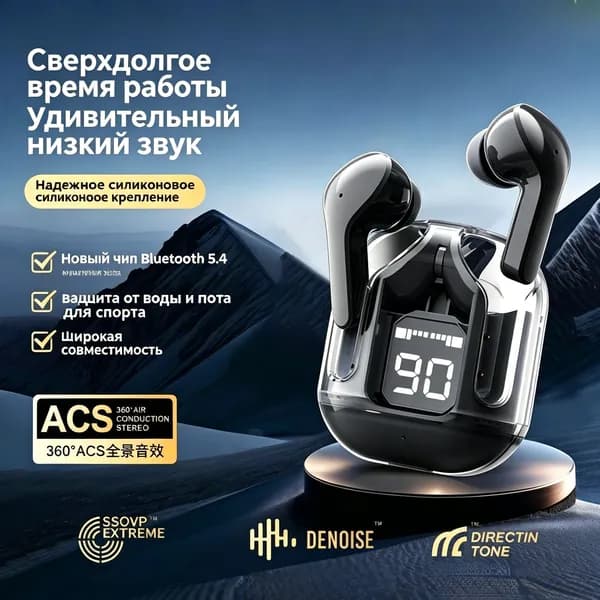 Наушники беспроводные с микрофоном, черный