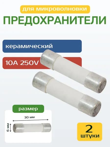 Предохранитель СВЧ/микроволновки 10А 250V 2шт, керамический