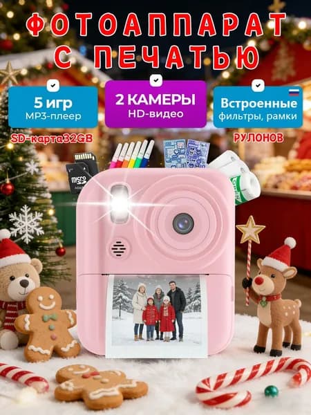 Детский фотоаппарат мгновенной печати. Мини принтер