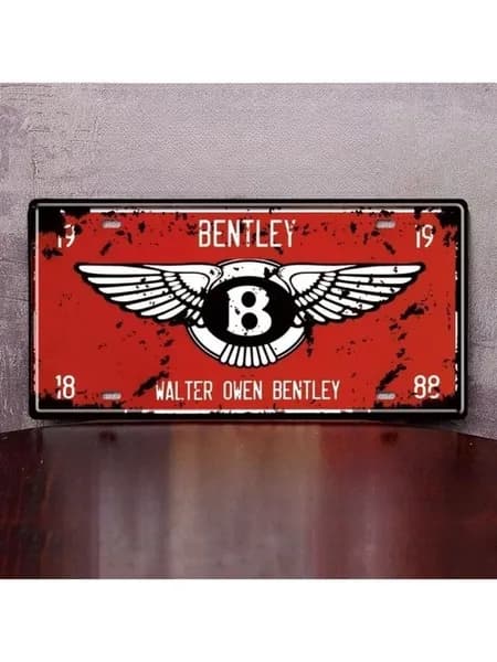 Декоративная металлическая табличка на стену Bentley винтаж 15х30 см