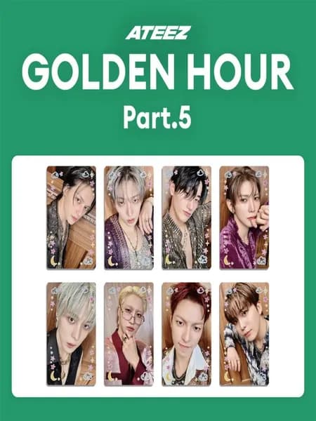 ATEEZ GOLDEN HOUR PART.5 фотокарты 8 шт, лomo карты 53 84 мм, K-pop карточки, карточки с айдолами, коллекционные карты, новая серия 2024