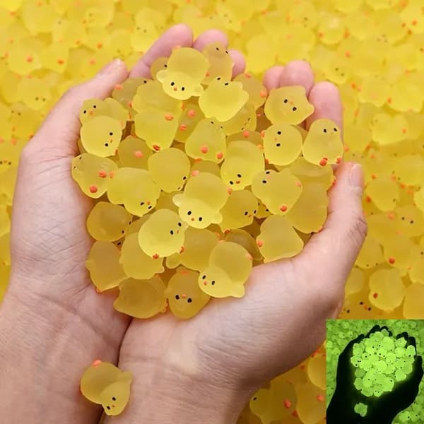 Желтая светящаяся маленькая жирная игрушка-цыпленок, которую можно использовать для украшения рабочего стола или автомобиля, 5 шт