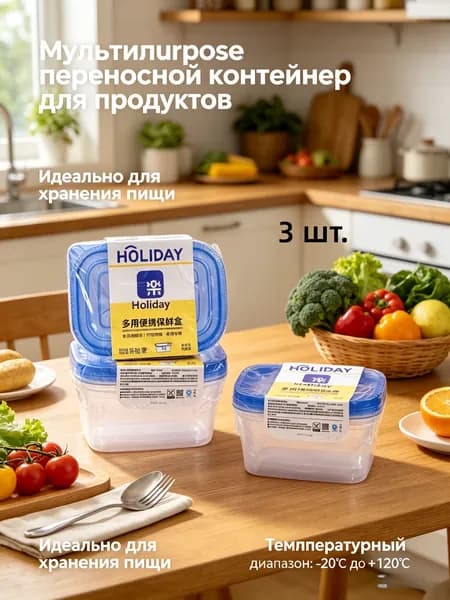 Контейнер пищевой, 700 мл, 3 шт